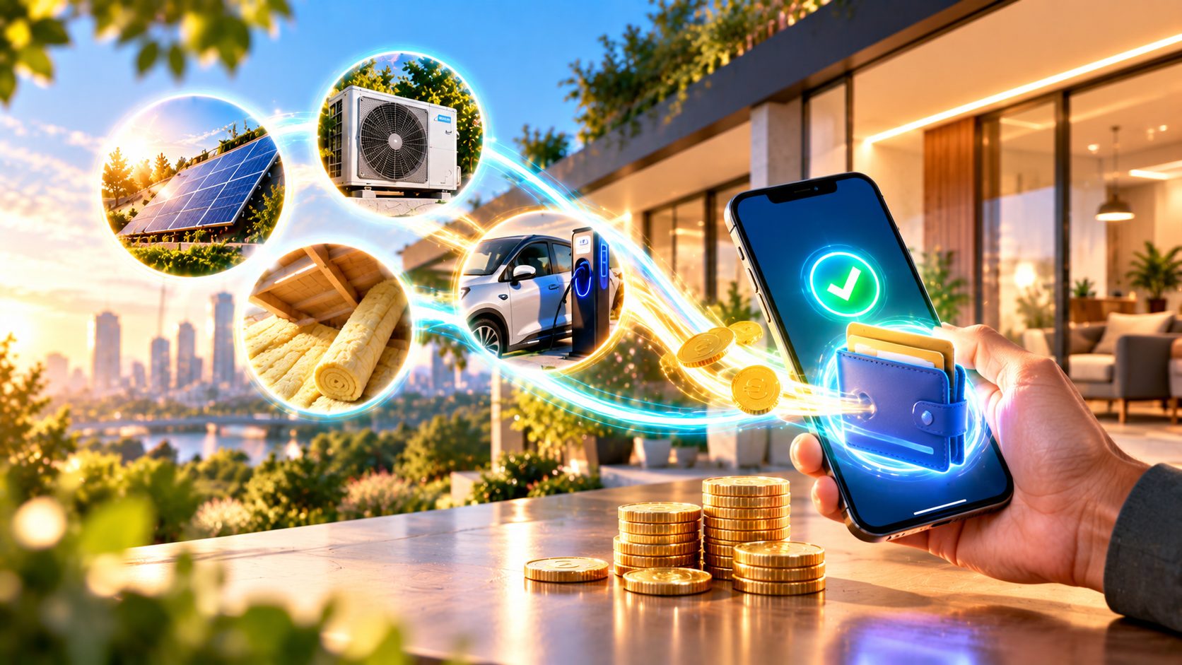Les primes issues des panneaux solaires, pompes à chaleur, isolation et véhicule électrique arrivent dans le wallet du téléphone